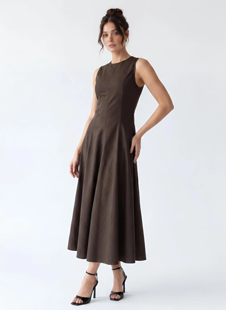 Midi φόρεμα σε Α γραμμή minimal Lalouna — boutique φορέματα